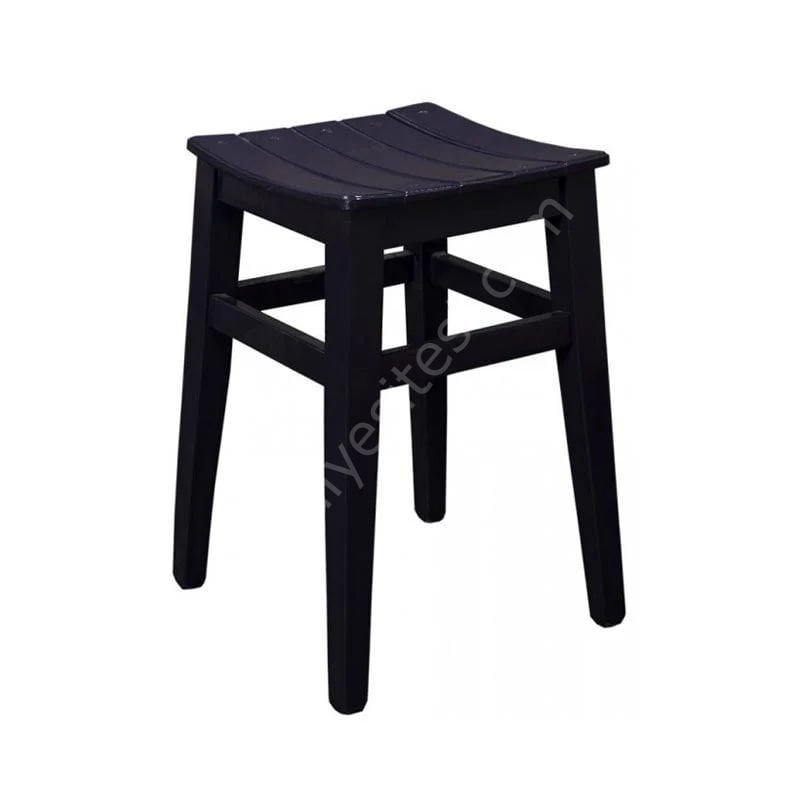 Boyalı Ahşap Tabure 45 cm Siyah