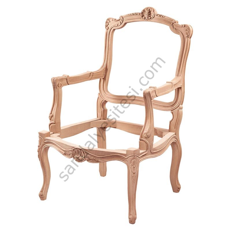 Bugatti Oymalı Ham Ahşap Berjer