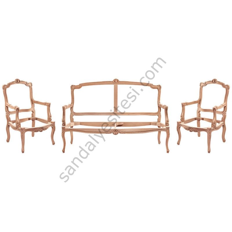 Bugatti Oymalı Ham Ahşap Çay Takımı