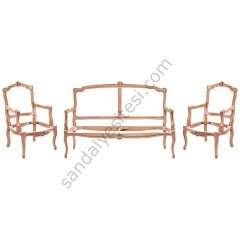 Bugatti Oymalı Ham Ahşap Çay Takımı