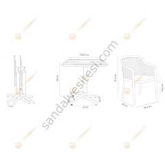 Laos Katlanır Masa Takımı 2 Kişilik