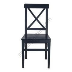 Çapraz Izgaralı Ahşap Sandalye Siyah