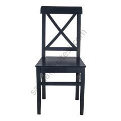 Çapraz Izgaralı Ahşap Sandalye Siyah