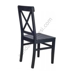 Çapraz Izgaralı Ahşap Sandalye Siyah