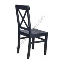 Çapraz Izgaralı Ahşap Sandalye Siyah