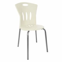 Aleyna Metal Ayaklı Plastik Sandalye Krem
