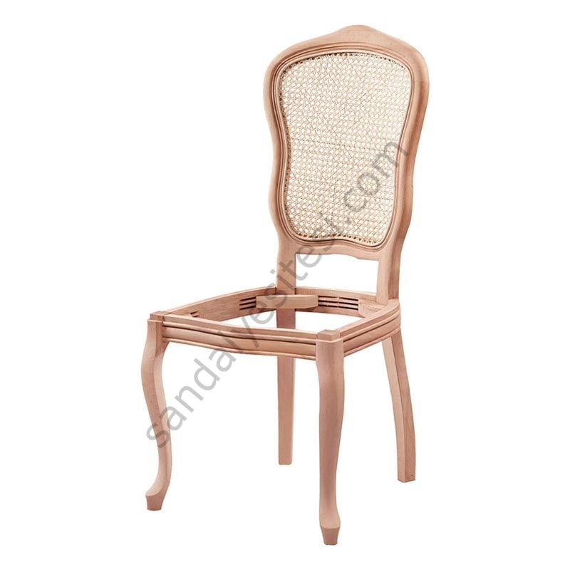 Cetro İtalyan Hasırlı Ham Ahşap Sandalye