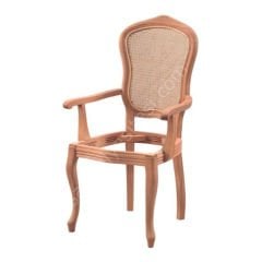 Cetro İtalyan Hasırlı Kollu Ham Ahşap Sandalye