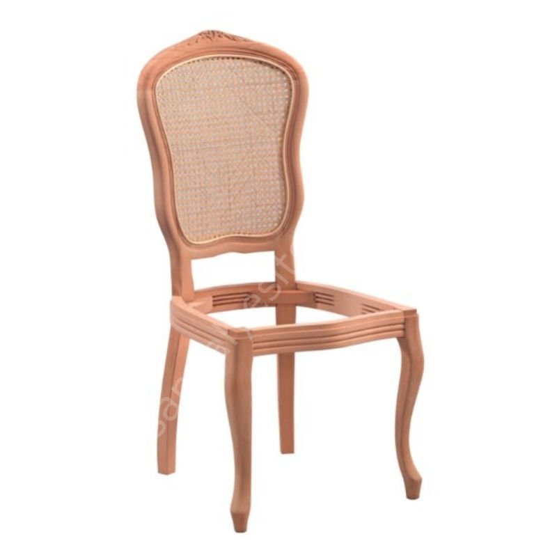 Cetro İtalyan Hasırlı Oymalı Ham Ahşap Sandalye