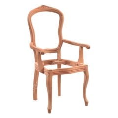Cetro İtalyan Oymalı Kollu Ham Ahşap Sandalye