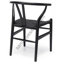 Wishbone Hasırlı Thonet Sandalye Siyah