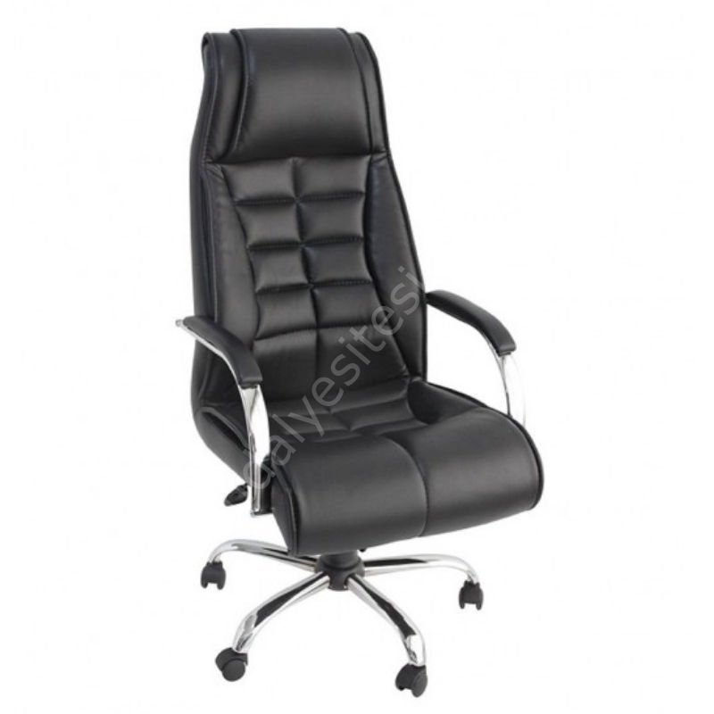 Dark Krom Ayaklı Müdür Koltuğu Siyah
