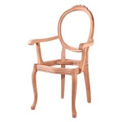 Manolya Ham Oymalı Kollu Ahşap Sandalye
