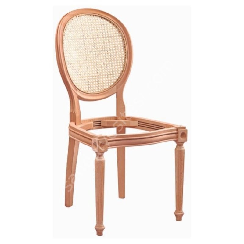 Manolya Hasırlı Tornalı Ham Ahşap Sandalye