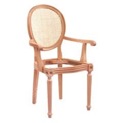 Manolya Hasırlı Tornalı Ham Kollu Ahşap Sandalye