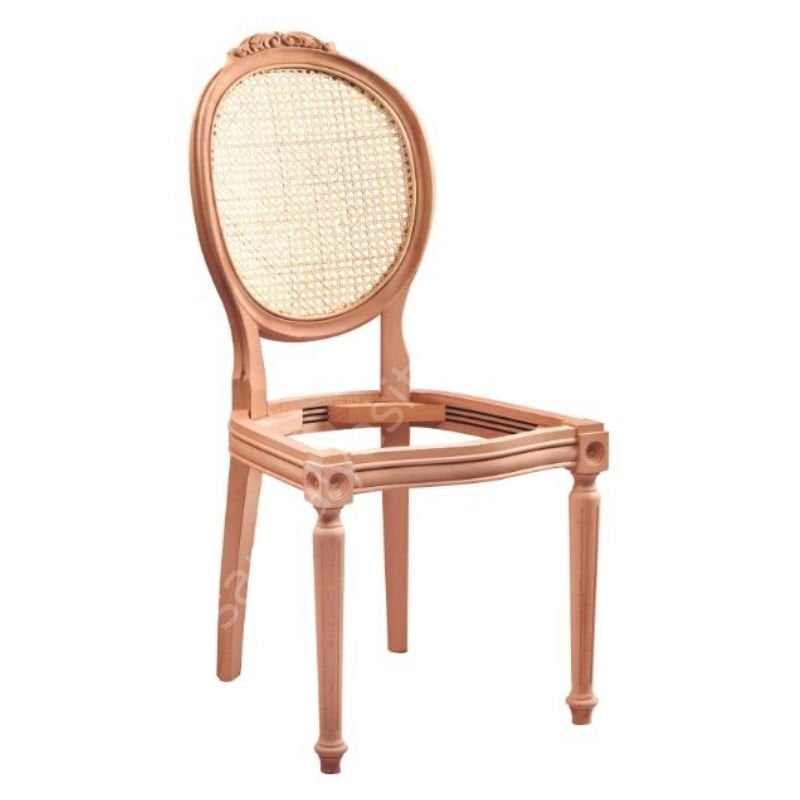 Manolya Hasırlı Tornalı Oymalı Ham Ahşap Sandalye