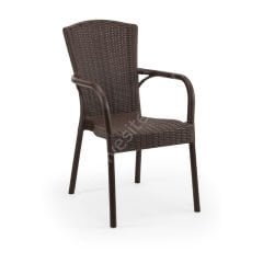 Laroy PP Kollu Rattan Sandalye Kahve
