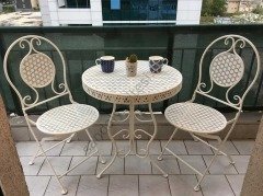 Euro Ferforje Katlanır Masa Sandalye Takımı Beyaz