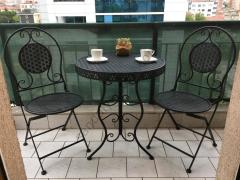 Euro Ferforje Katlanır Masa Sandalye Takımı Siyah