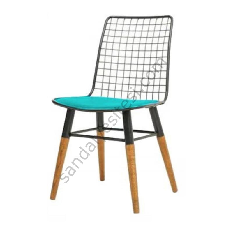 Dex Ahşap Ayaklı Metal Sandalye Turkuaz