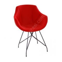 Megan Boyalı Tel Ayaklı Sandalye Kırmızı