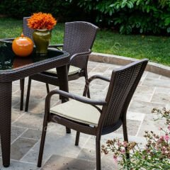 Milano 90x150 cm Rattan 6 Kişilik Camlı Masa Takımı