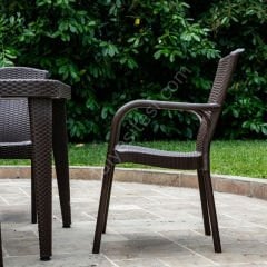 Milano 90x150 cm Rattan 6 Kişilik Camlı Masa Takımı