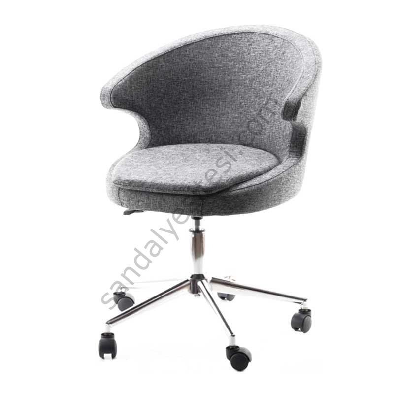 Buket Krom Ayaklı Çalışma Koltuğu Keten Kumaş