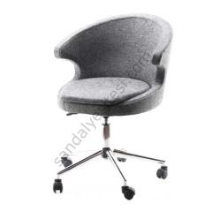 Buket Krom Ayaklı Çalışma Koltuğu Keten Kumaş