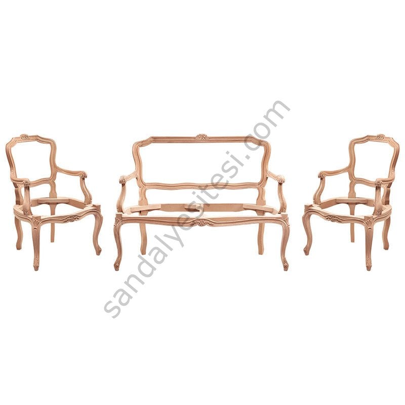 Minika Oymalı Ham Ahşap Çay Takımı