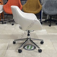 Store Krom Ayaklı Çalışma Koltuğu Krem