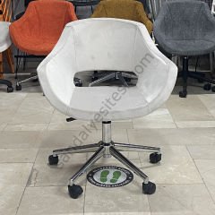 Store Krom Ayaklı Çalışma Koltuğu Krem