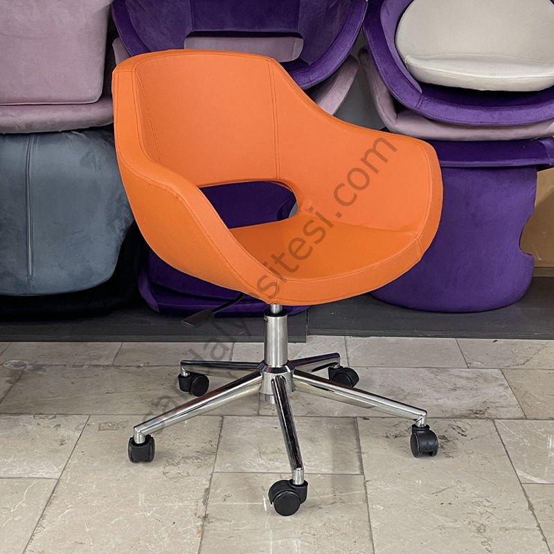 Store Krom Ayaklı Çalışma Koltuğu Turuncu