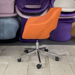 Store Krom Ayaklı Çalışma Koltuğu Turuncu