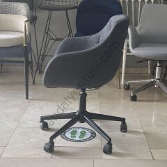 Megan Çalışma Koltuğu Siyah Keten - Siyah Ayak