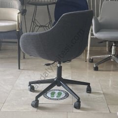 Megan Çalışma Koltuğu Siyah Keten - Siyah Ayak