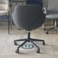 Megan Çalışma Koltuğu Siyah Keten - Siyah Ayak