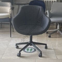 Megan Çalışma Koltuğu Siyah Keten - Siyah Ayak