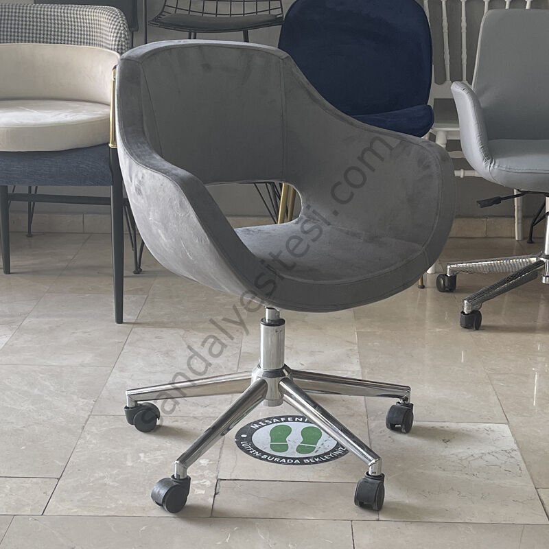 Store Krom Ayaklı Çalışma Koltuğu Gri