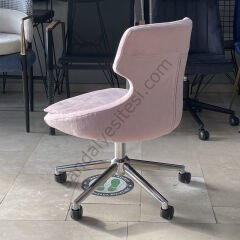 Sude Çalışma Koltuğu pembe - Krom Ayak