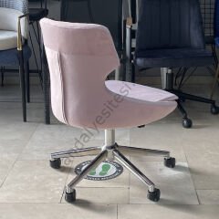 Sude Çalışma Koltuğu pembe - Krom Ayak