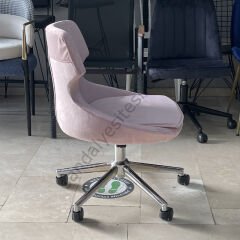 Sude Çalışma Koltuğu pembe - Krom Ayak