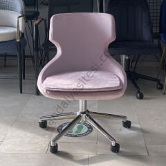 Sude Çalışma Koltuğu pembe - Krom Ayak