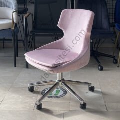 Sude Çalışma Koltuğu pembe - Krom Ayak