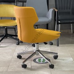 Sude Çalışma Koltuğu TURUNCU DERİ - Krom Ayak