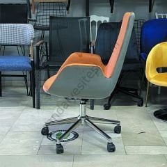 Begüm Şef Çalışma Koltuğu TURUNCU&GRİ - Krom Ayak