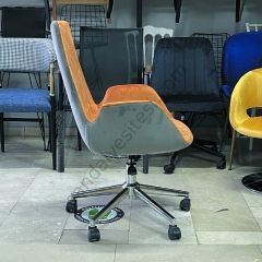 Begüm Şef Çalışma Koltuğu TURUNCU&GRİ - Krom Ayak