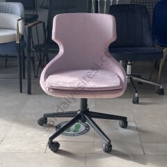 Sude Çalışma Koltuğu pembe - Siyah Ayak