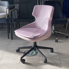 Sude Çalışma Koltuğu pembe - Siyah Ayak