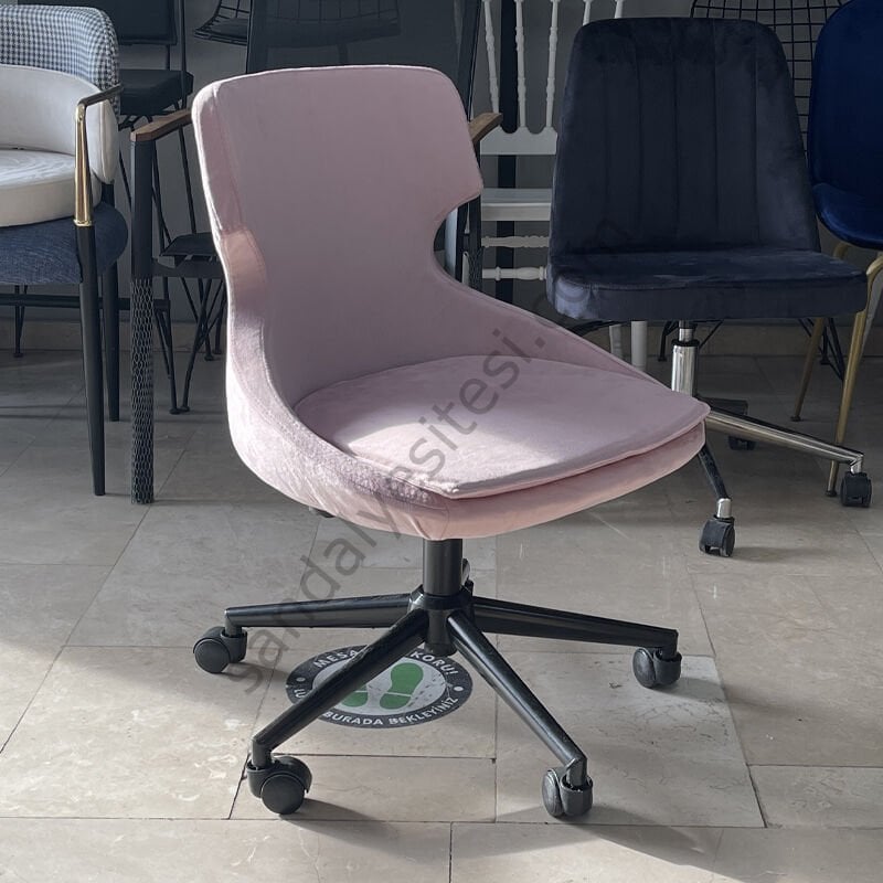 Sude Çalışma Koltuğu pembe - Siyah Ayak